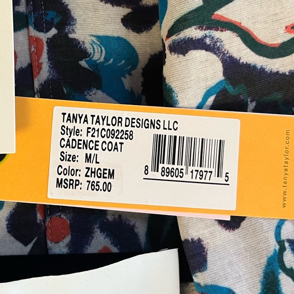 Tanya Taylor Coat Grey / Floral Reversible Cadence Floral Belted Coat Sz M/L NWT - Picture 15 of 15